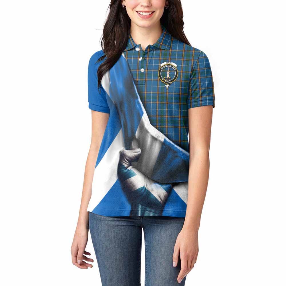 Tartan Vibes Clothing Bain Tartan Women's Polo Shirt with Family Crest Scotland Patriotic Style