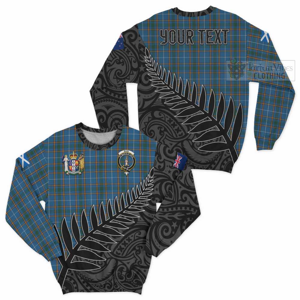 Tartan Vibes Clothing Bain Crest Tartan Sweatshirt with New Zealand Silver Fern Half Style