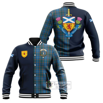 Bain Tartan Baseball Jacket Alba with Scottish Lion Royal Arm Half Style