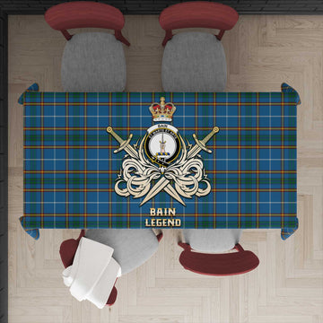 Bain Tartan Tablecloth with Clan Crest and the Golden Sword of Courageous Legacy