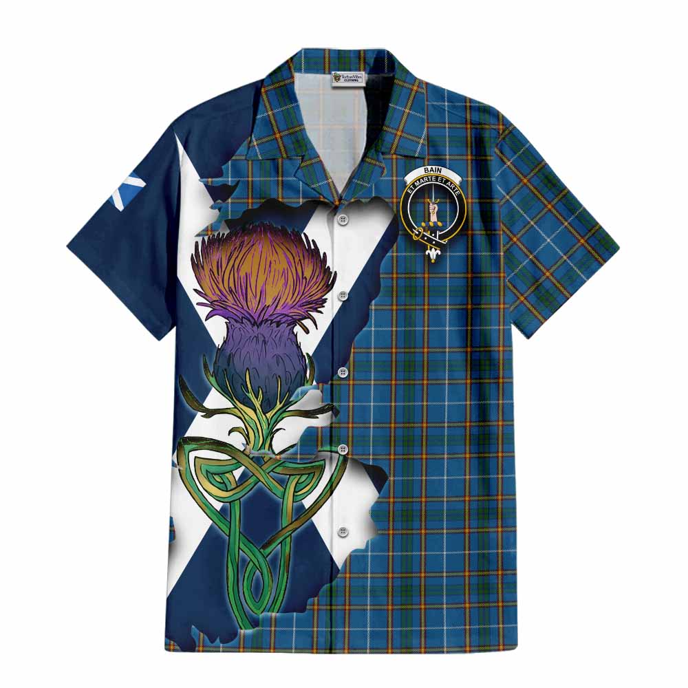 Bain Tartan Family Crest Hawaiian Shirt Scottish Thistle Celtic Inspired Kid - Tartan Vibes Clothing