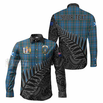 Bain Crest Tartan Long Sleeve Button Shirt with New Zealand Silver Fern Half Style