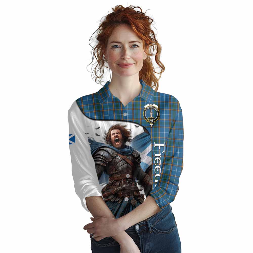 Tartan Vibes Clothing Bain Crest Tartan Women's Casual Shirt Inspired by the Freedom of Scottish Warrior