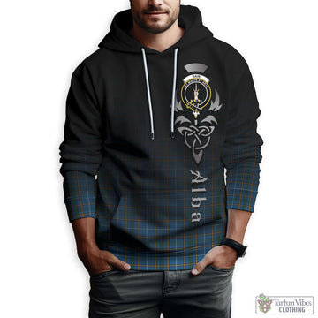 Bain Tartan Hoodie Featuring Alba Gu Brath Family Crest Celtic Inspired