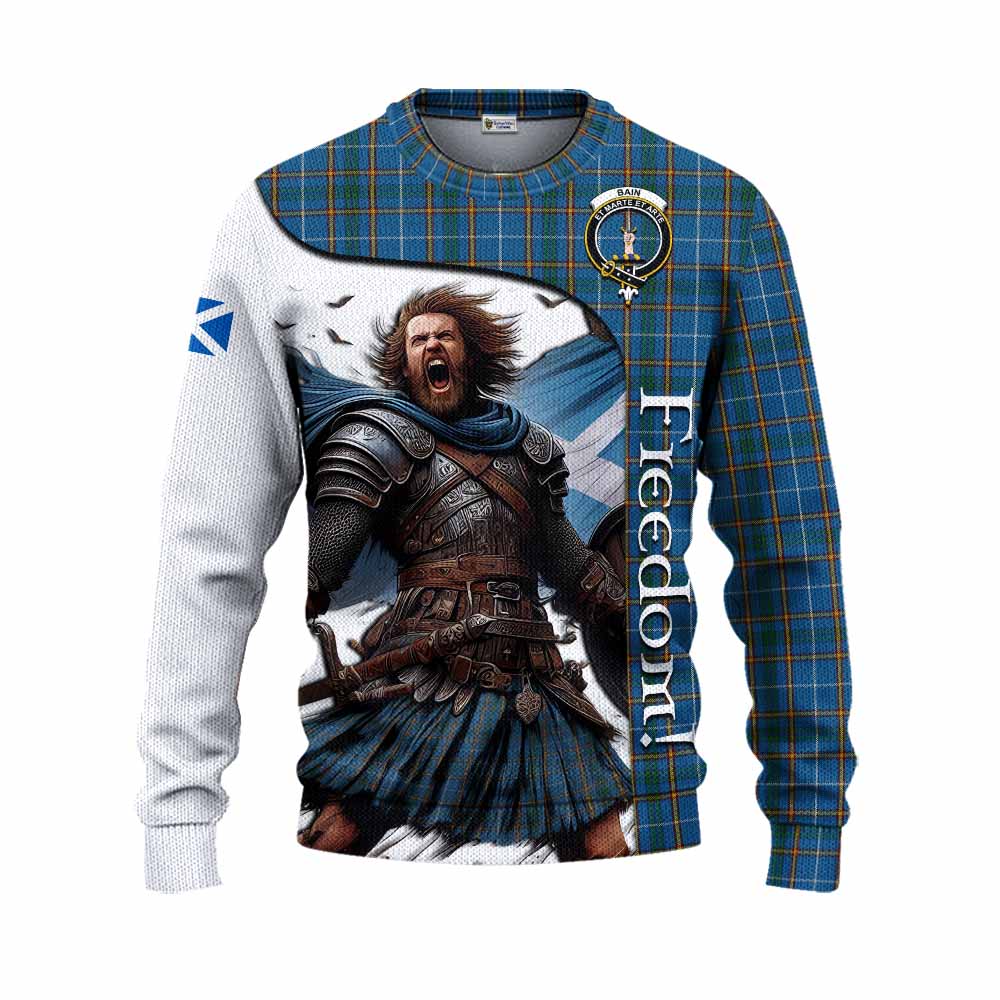 Tartan Vibes Clothing Bain Crest Tartan Knitted Sweater Inspired by the Freedom of Scottish Warrior