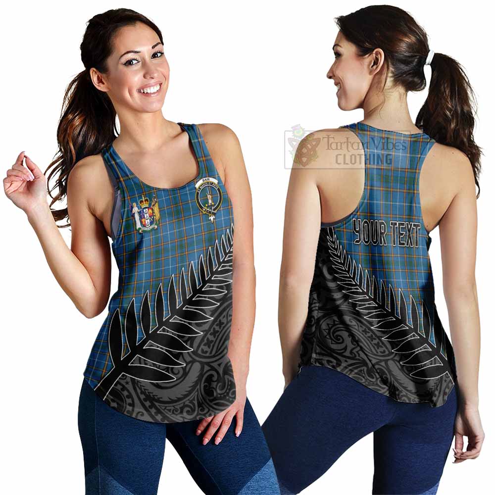 Tartan Vibes Clothing Bain Crest Tartan Women's Racerback Tanks with New Zealand Silver Fern Half Style