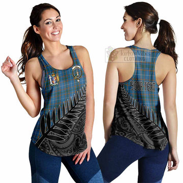 Bain Crest Tartan Women's Racerback Tanks with New Zealand Silver Fern Half Style