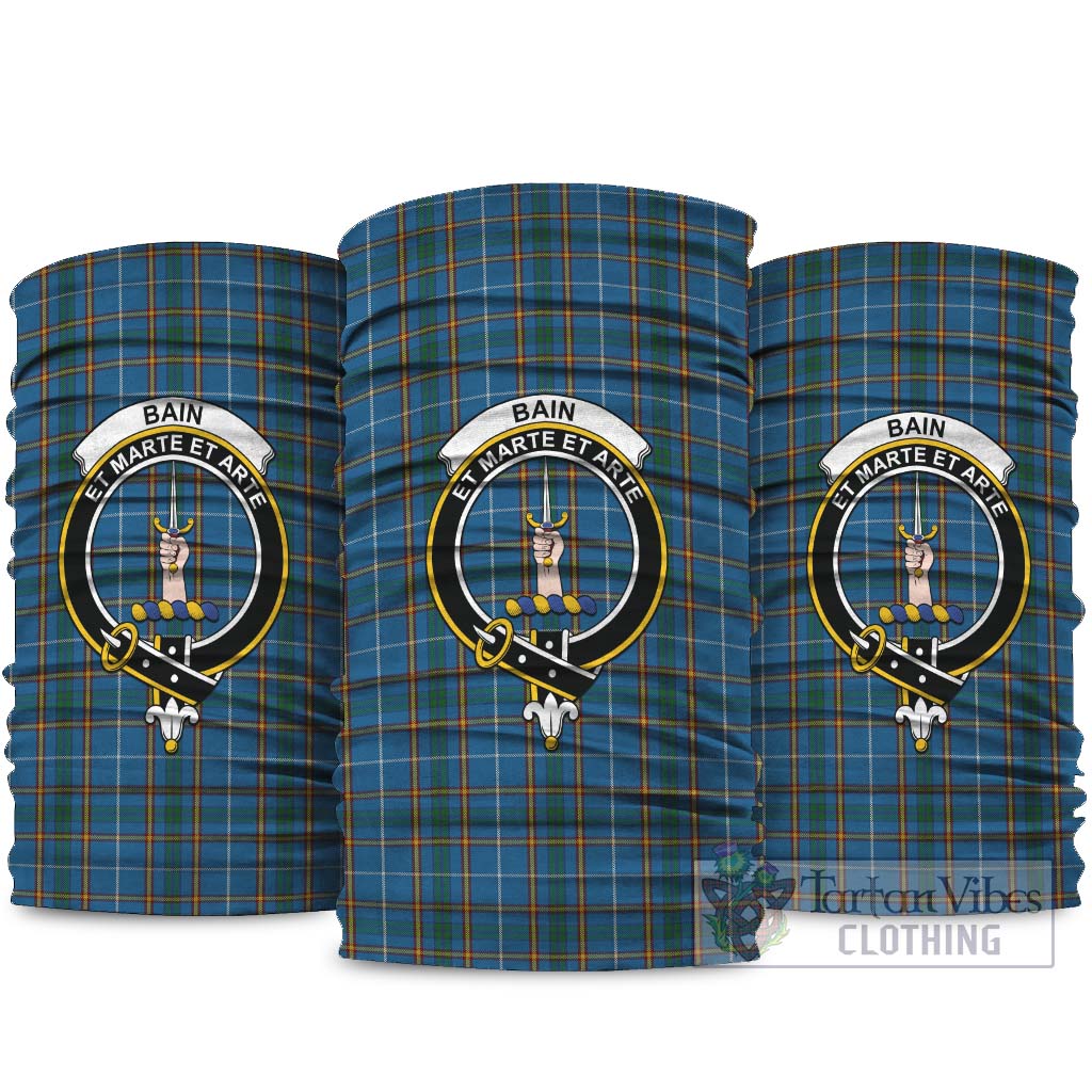 Bain Tartan Neck Gaiters, Tartan Bandanas, Tartan Head Band with Family Crest