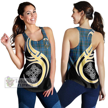 Bain Tartan Women's Racerback Tanks with Family Crest and Celtic Symbol Style