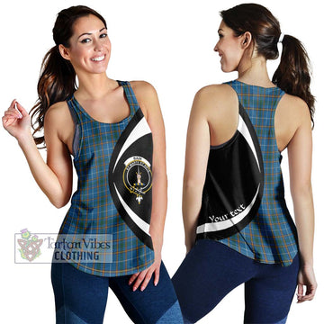 Bain Tartan Women's Racerback Tanks with Family Crest Circle Style