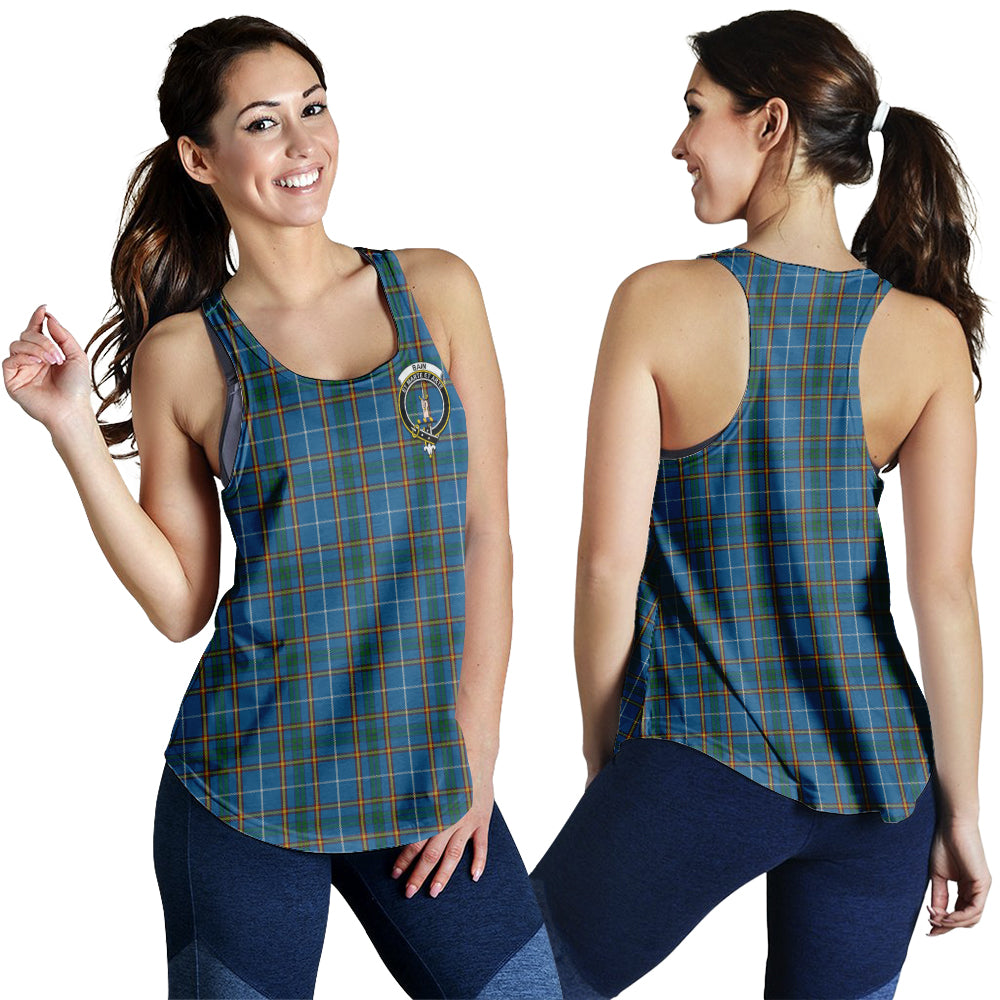 Bain Tartan Women Racerback Tanks with Family Crest - Tartanvibesclothing