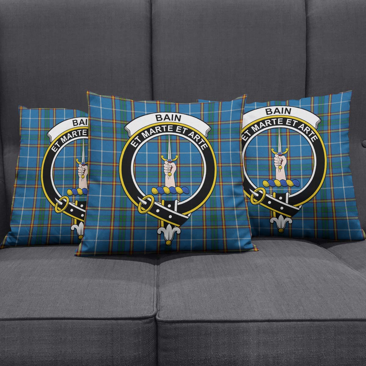 Bain Tartan Pillow Cover with Family Crest Rectangle Pillow Cover 51*91cm - Tartan Vibes Clothing