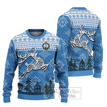 Bain Clan Christmas Ugly Sweater with Tartan and Celtic Reindeer Style