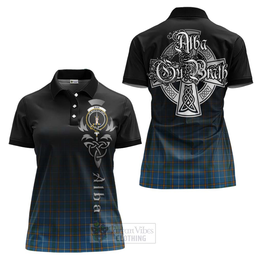 Tartan Vibes Clothing Bain Tartan Women's Polo Shirt Featuring Alba Gu Brath Family Crest Celtic Inspired