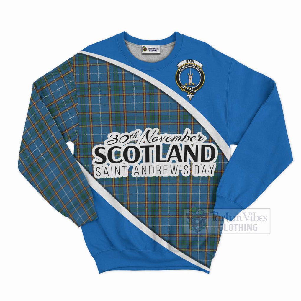 Tartan Vibes Clothing Bain Family Crest Tartan Sweatshirt Celebrate Saint Andrew's Day in Style