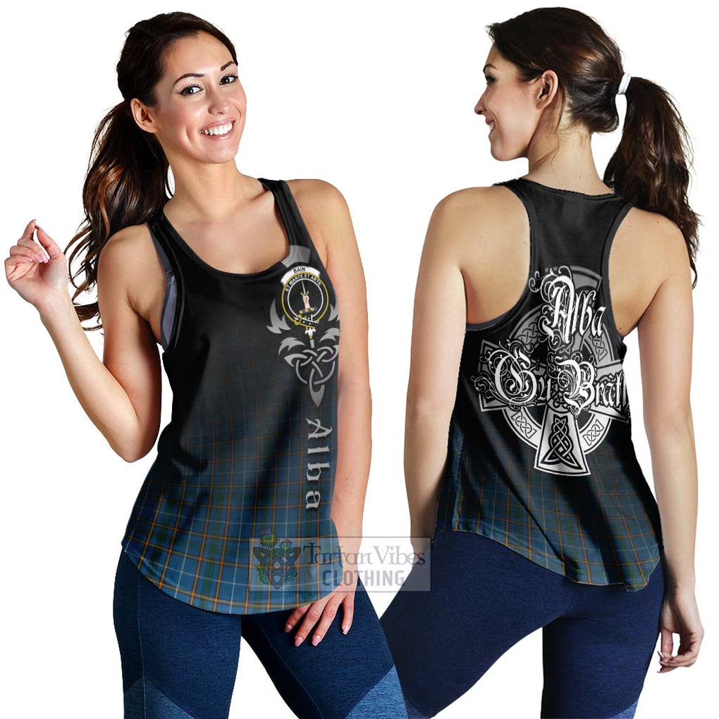 Tartan Vibes Clothing Bain Tartan Women's Racerback Tanks Featuring Alba Gu Brath Family Crest Celtic Inspired