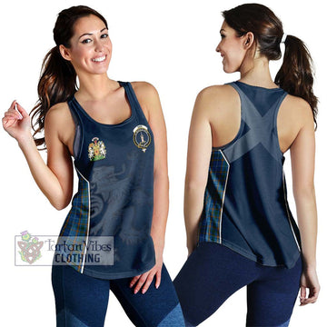 Bain Tartan Women's Racerback Tanks with Family Crest and Lion Rampant Vibes Sport Style