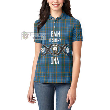 Bain Tartan Women's Polo Shirt with Family Crest DNA In Me Style