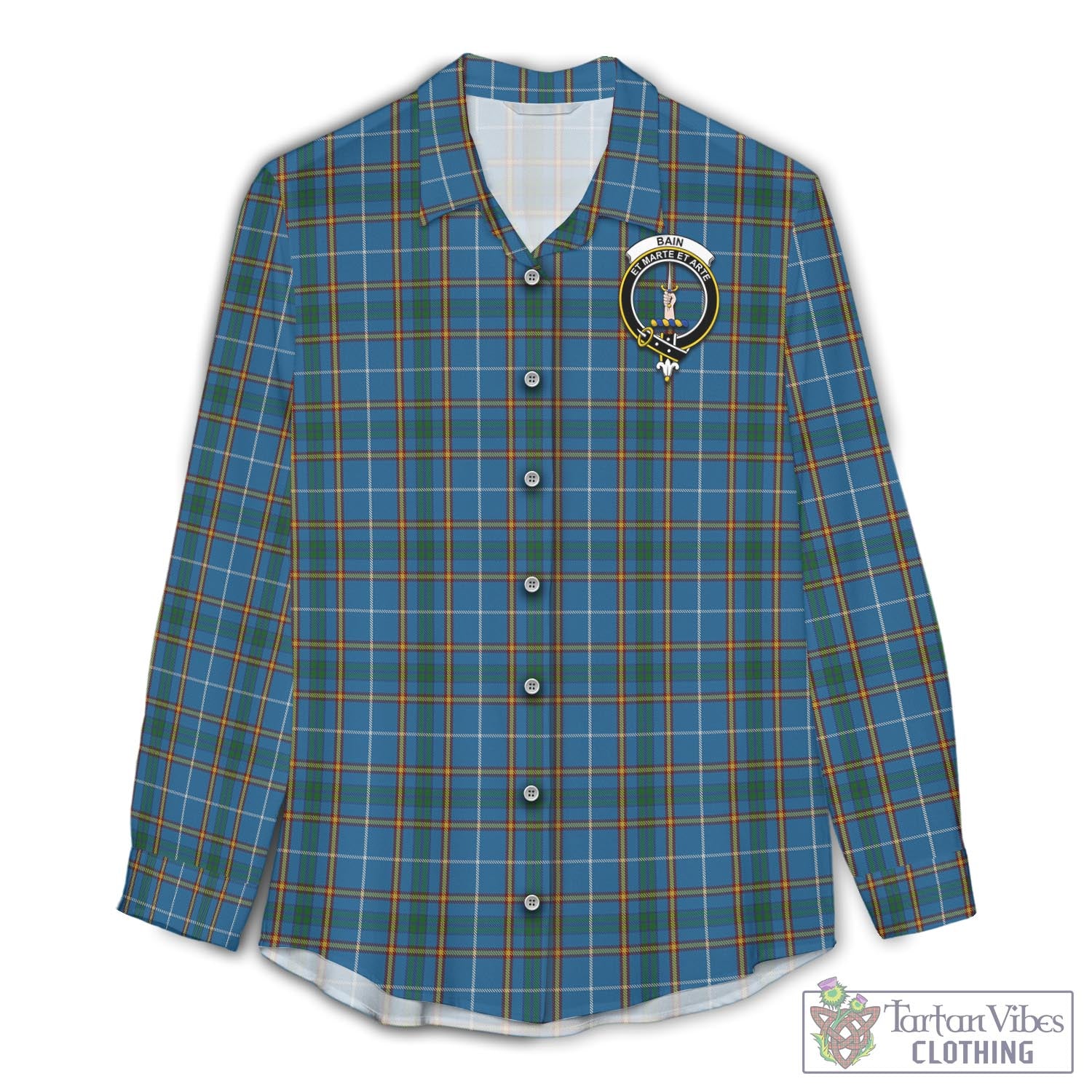 Tartan Vibes Clothing Bain Tartan Womens Casual Shirt with Family Crest