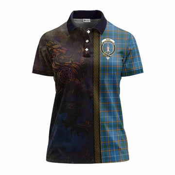 Bain Tartan Family Crest Women's Polo Shirt Alba Gu Brath Be Brave Lion Ancient Style Women - Tartan Vibes Clothing