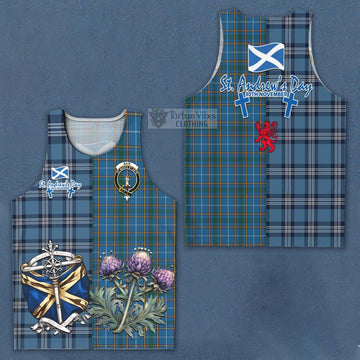 Bain Tartan Men's Tank Top Happy St. Andrew's Day Half Tartan Style Men - Tartan Vibes Clothing