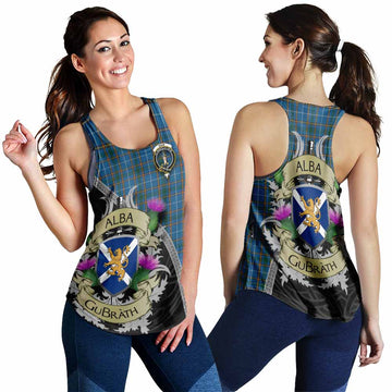 Bain Tartan Family Crest Women's Racerback Tanks Lion Rampant Royal Thistle Shield Celtic Inspired 4XL - Tartan Vibes Clothing