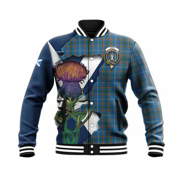 Bain Tartan Family Crest Baseball Jacket Scottish Thistle Celtic Inspired Unisex - Tartan Vibes Clothing