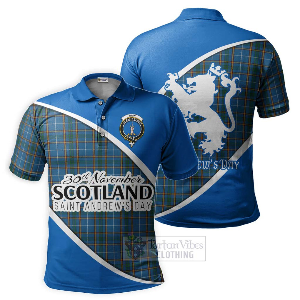 Tartan Vibes Clothing Bain Family Crest Tartan Polo Shirt Celebrate Saint Andrew's Day in Style