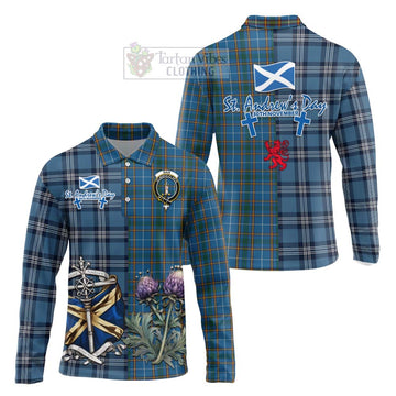 Bain Tartan Long Sleeve Polo Shirt Happy St. Andrew's Day Half Tartan Style Unisex - Tartan Vibes Clothing
