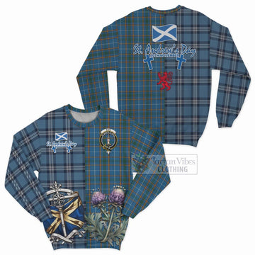 Bain Tartan Sweatshirt Happy St. Andrew's Day Half Tartan Style