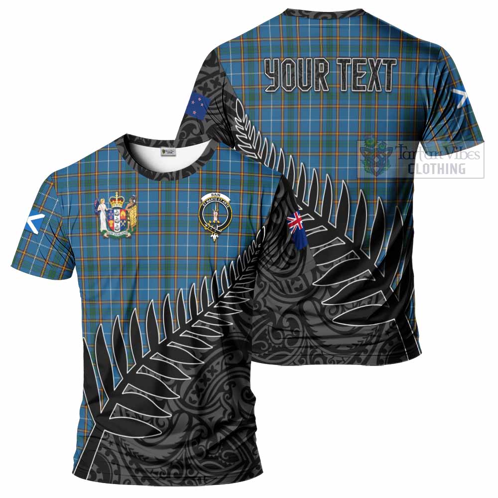 Tartan Vibes Clothing Bain Crest Tartan T-Shirt with New Zealand Silver Fern Half Style