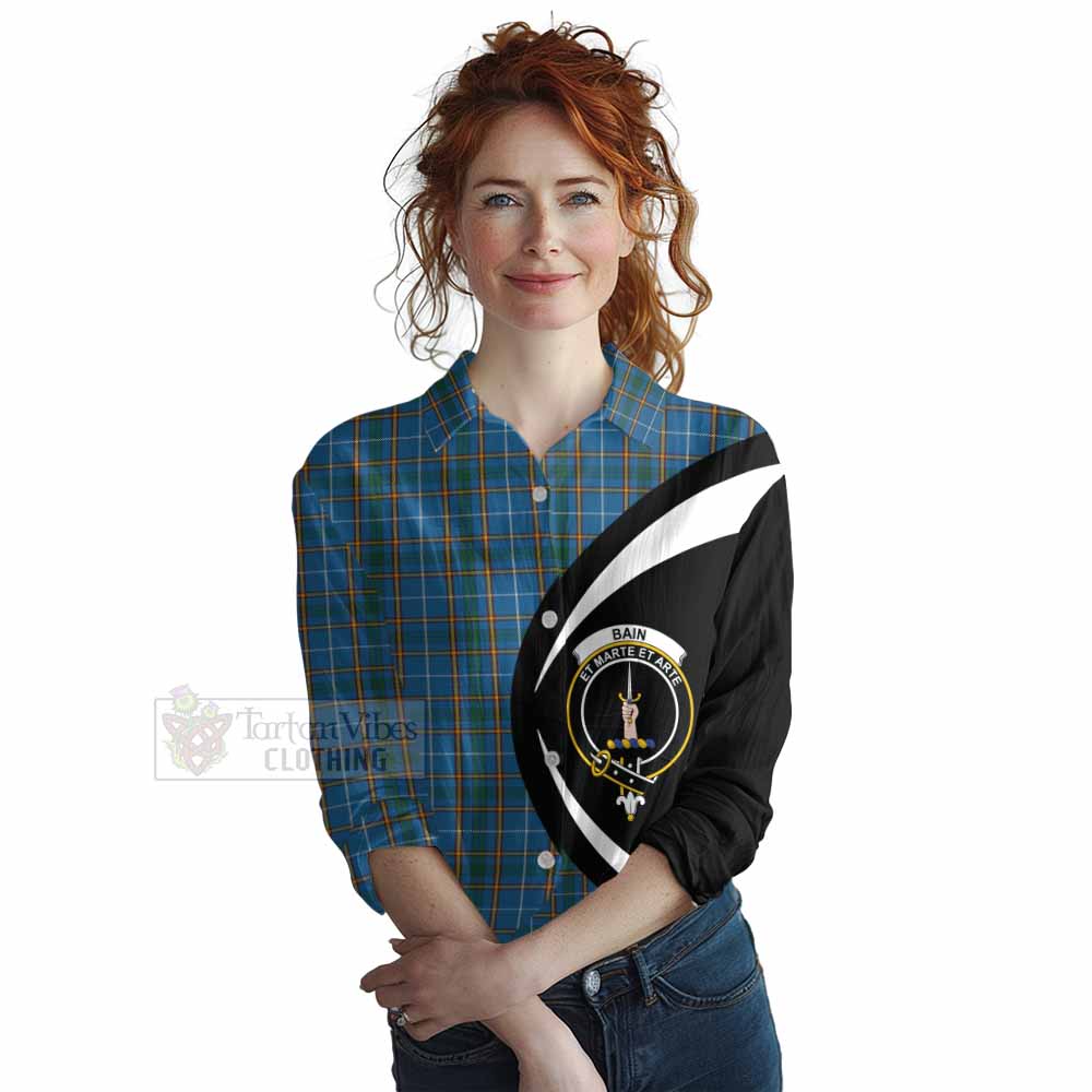 Tartan Vibes Clothing Bain Tartan Women's Casual Shirt with Family Crest Circle Style