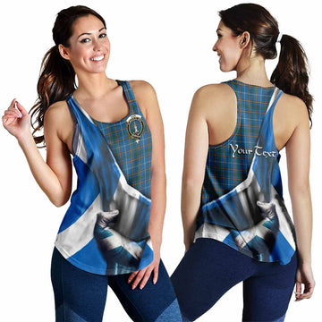 Bain Tartan Women's Racerback Tanks with Family Crest Scotland Patriotic Style