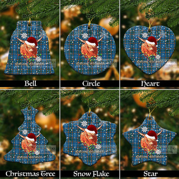 Bain Clan Tartan Ornament with Christmas Twinkle Highland Cattle