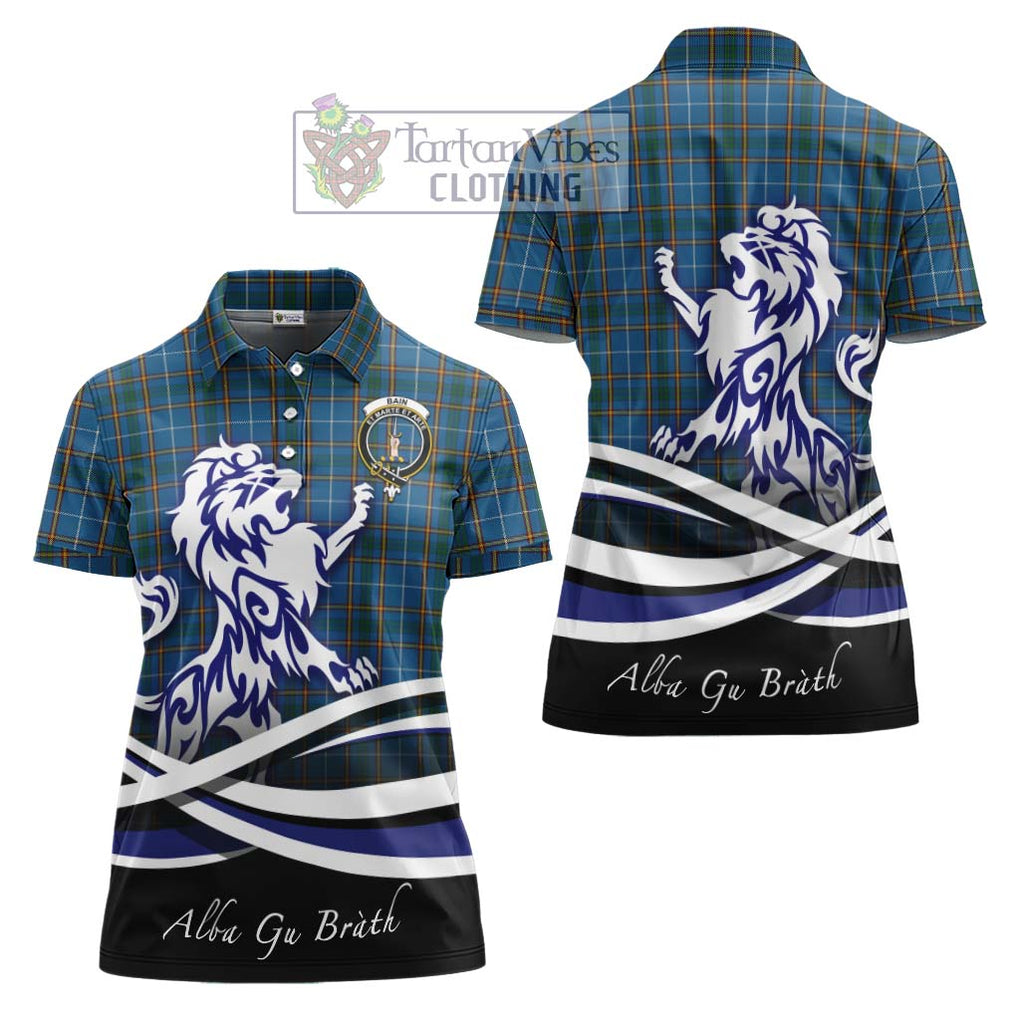 Bain Tartan Women's Polo Shirt with Alba Gu Brath Regal Lion Emblem Women - Tartanvibesclothing Shop