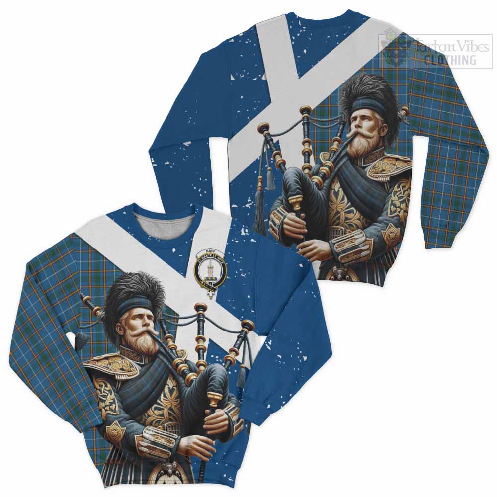 Tartan Vibes Clothing Bain Tartan Sweatshirt with Family Crest Scottish Bagpiper Vibes