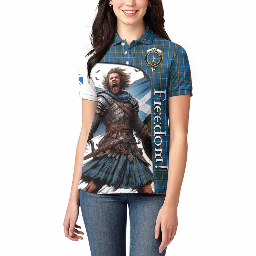 Tartan Vibes Clothing Bain Crest Tartan Women's Polo Shirt Inspired by the Freedom of Scottish Warrior