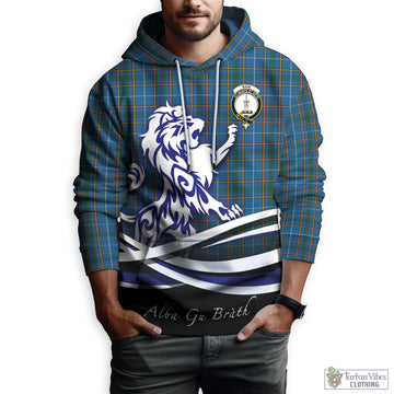 Bain Tartan Hoodie with Alba Gu Brath Regal Lion Emblem Zip Hoodie - Tartan Vibes Clothing