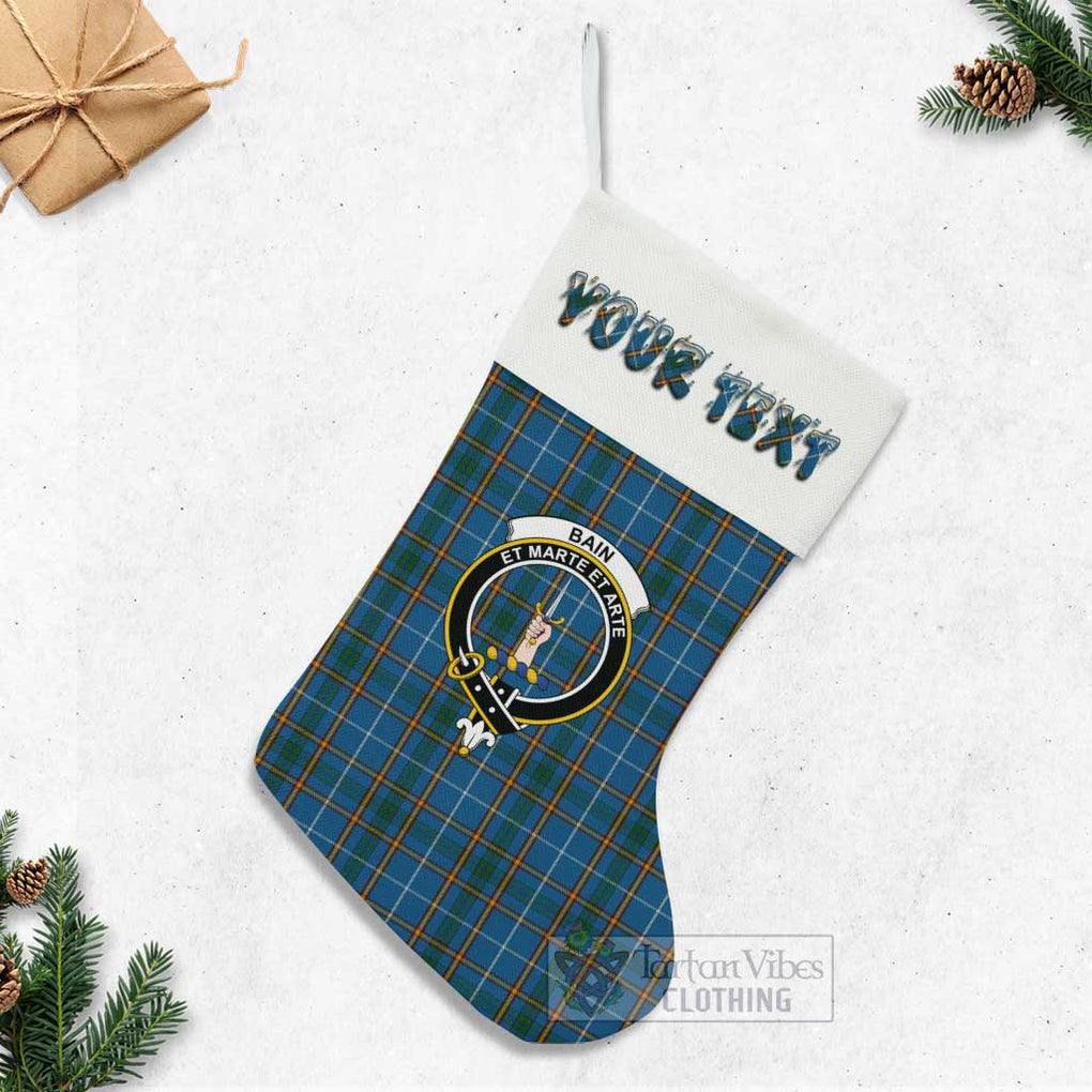 Tartan Vibes Clothing Bain Tartan Family Crest Christmas Stocking with Personalized Text