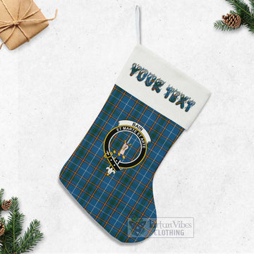 Bain Tartan Family Crest Christmas Stocking with Personalized Text