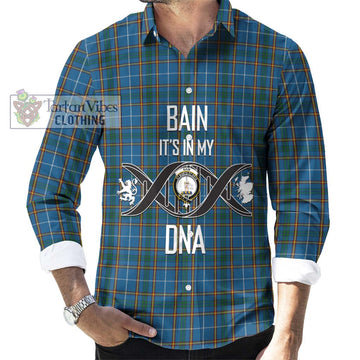 Bain Tartan Long Sleeve Button Shirt with Family Crest DNA In Me Style Men's Shirt S - Tartan Vibes Clothing