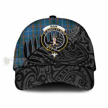 Bain Crest Tartan Classic Cap with New Zealand Silver Fern Half Style