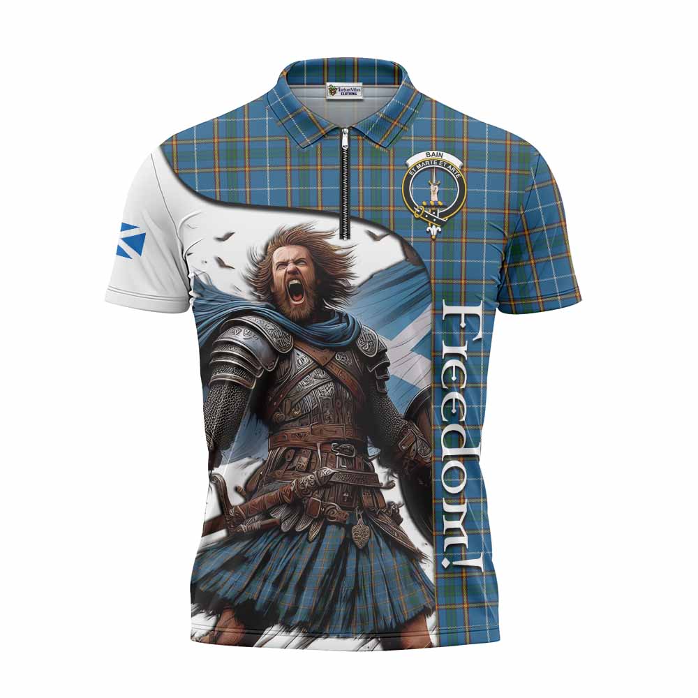 Tartan Vibes Clothing Bain Crest Tartan Zipper Polo Shirt Inspired by the Freedom of Scottish Warrior