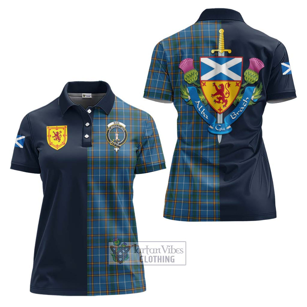 Tartan Vibes Clothing Bain Tartan Women's Polo Shirt with Scottish Lion Royal Arm Half Style