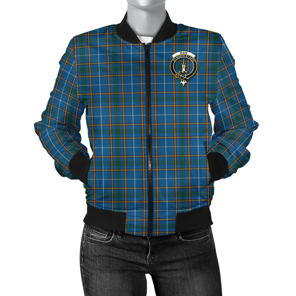 Bain Tartan Bomber Jacket with Family Crest - Tartanvibesclothing