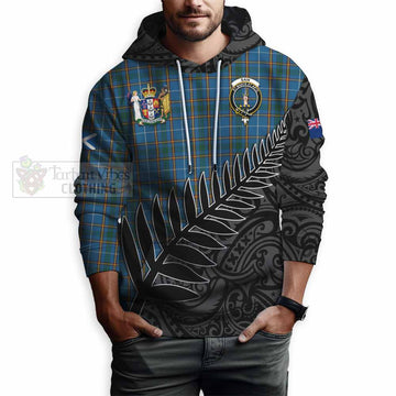 Bain Crest Tartan Hoodie with New Zealand Silver Fern Half Style