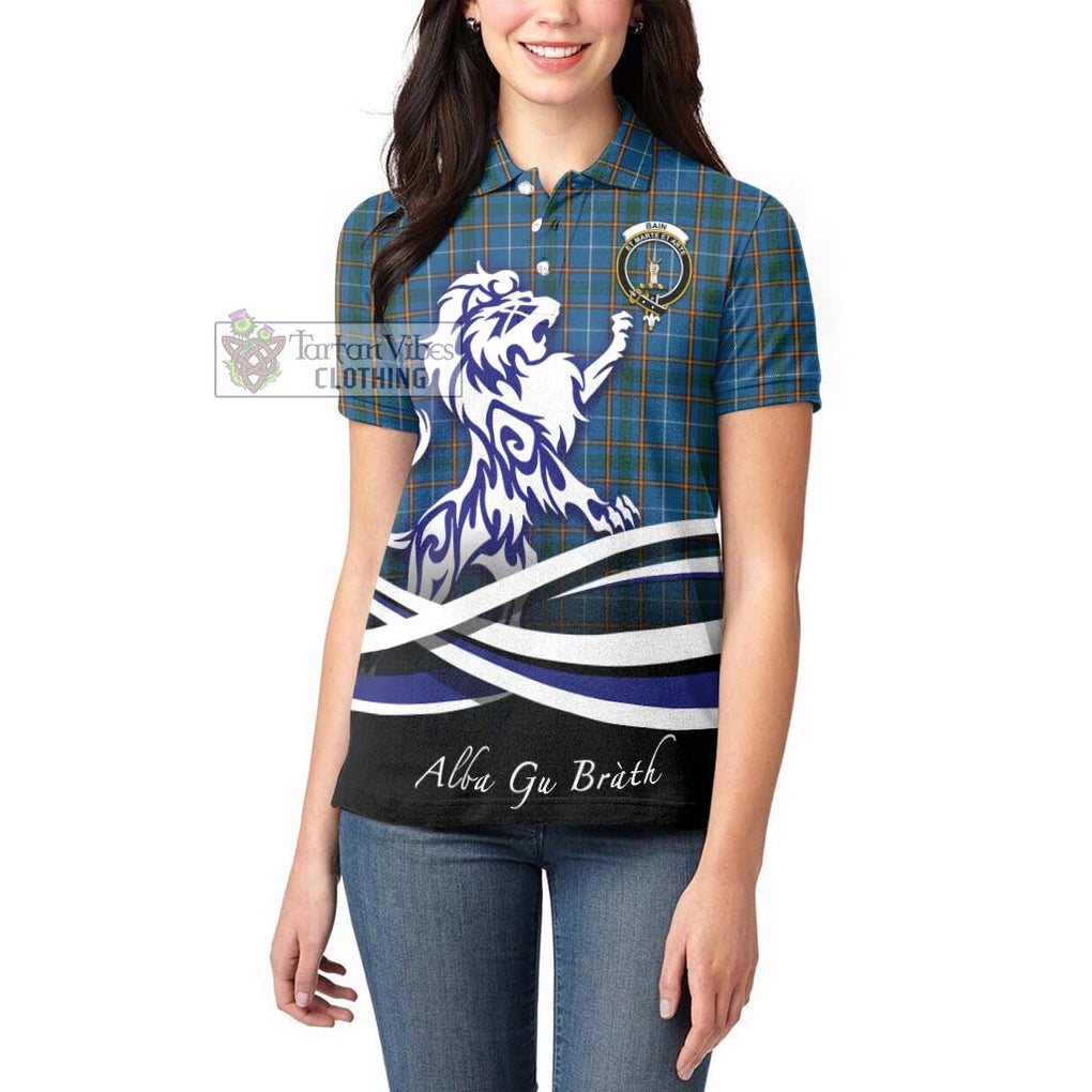 Bain Tartan Women's Polo Shirt with Alba Gu Brath Regal Lion Emblem - Tartanvibesclothing Shop