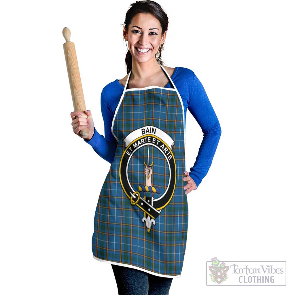 Bain Tartan Apron with Family Crest White - Tartan Vibes Clothing