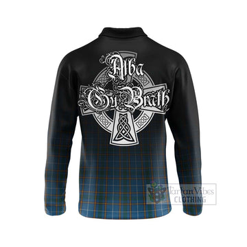 Bain Tartan Long Sleeve Polo Shirt Featuring Alba Gu Brath Family Crest Celtic Inspired - Tartan Vibes Clothing