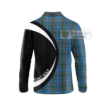 Bain Tartan Long Sleeve Polo Shirt with Family Crest Circle Style - Tartan Vibes Clothing